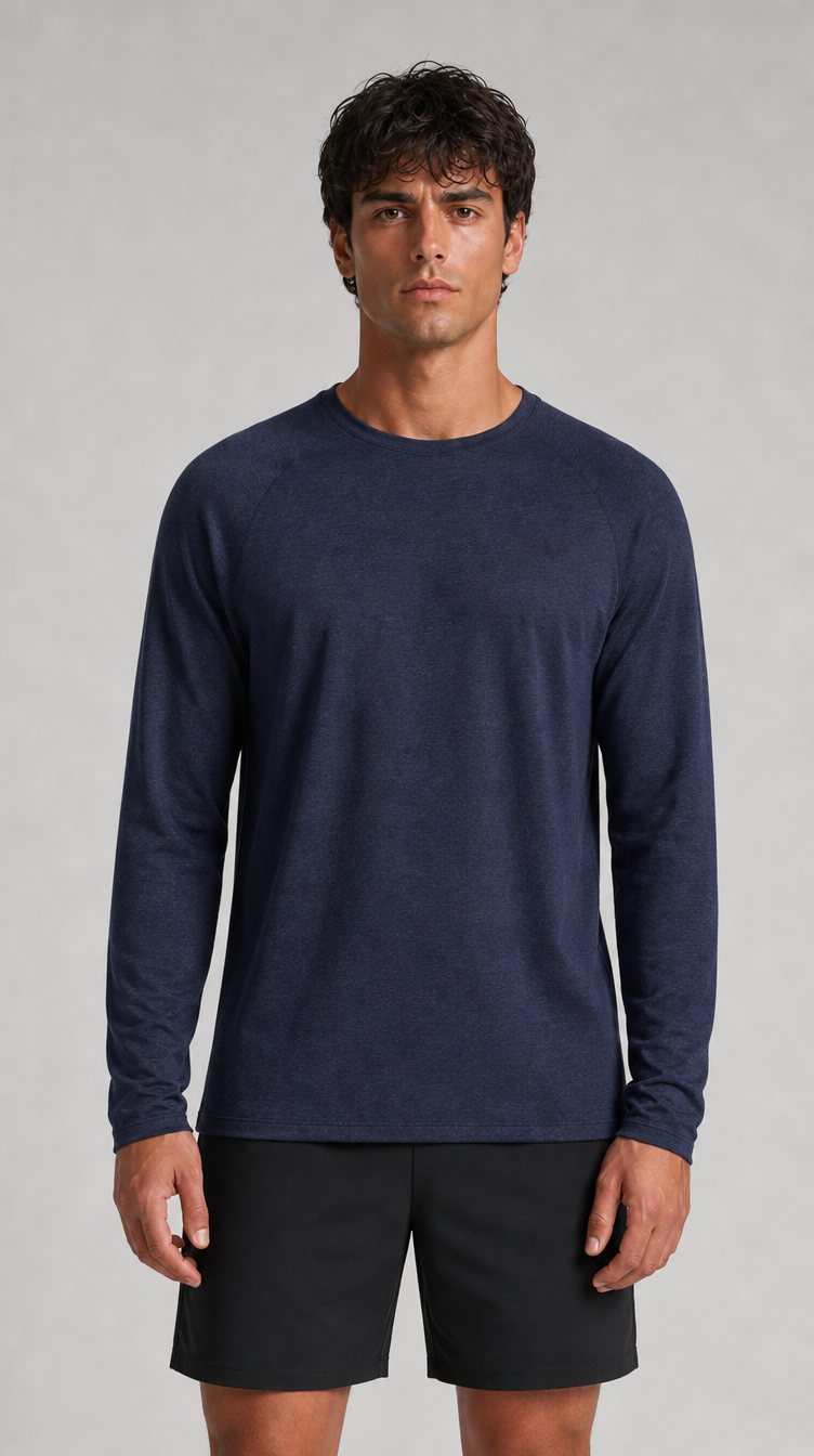 Men's Waffle-Knit Long Sleeve Crew Neck