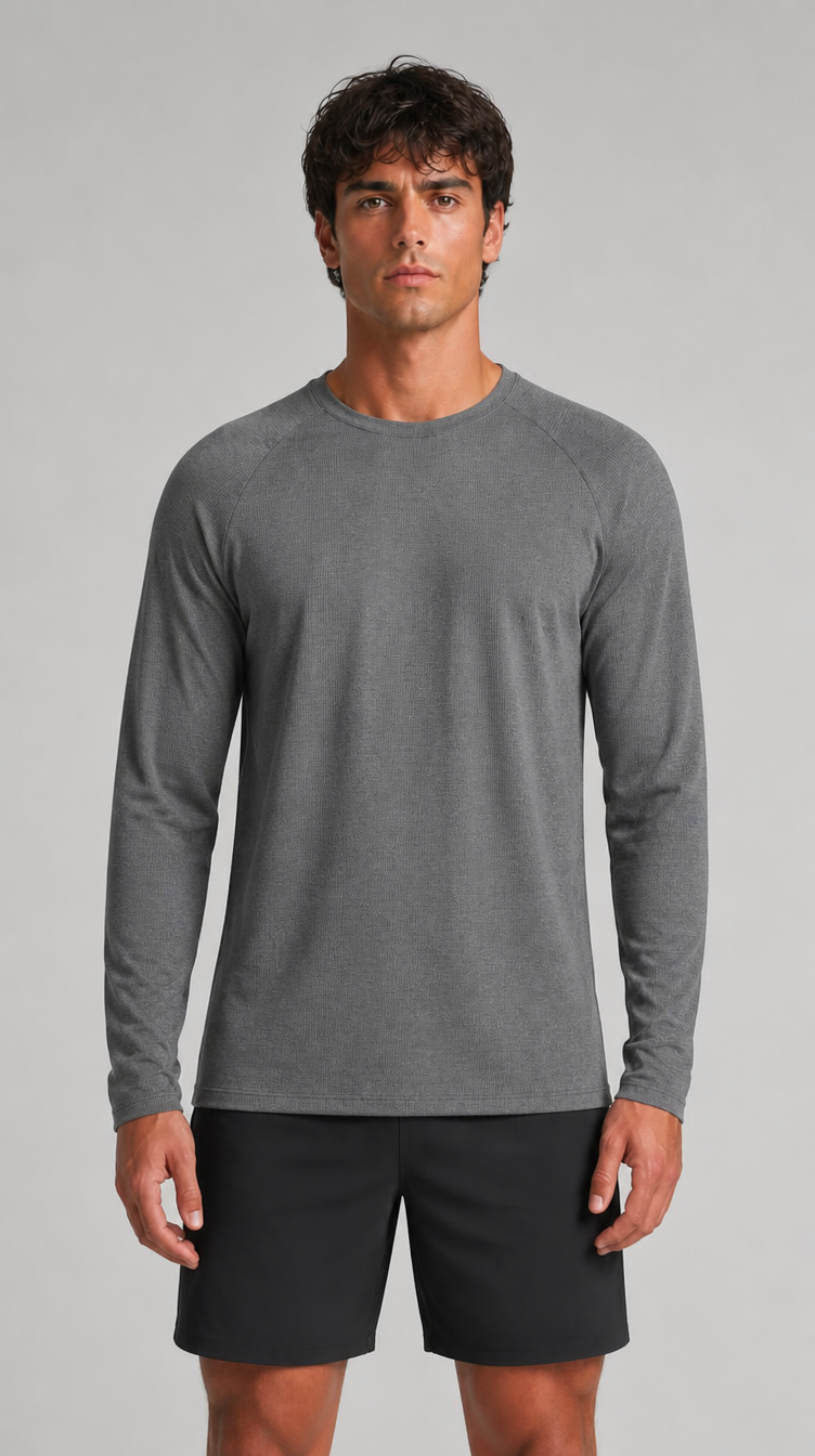 Men's Waffle-Knit Long Sleeve Crew Neck