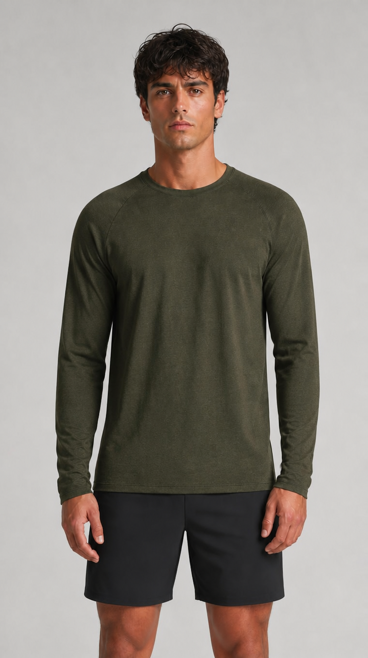 Men's Waffle-Knit Long Sleeve Crew Neck