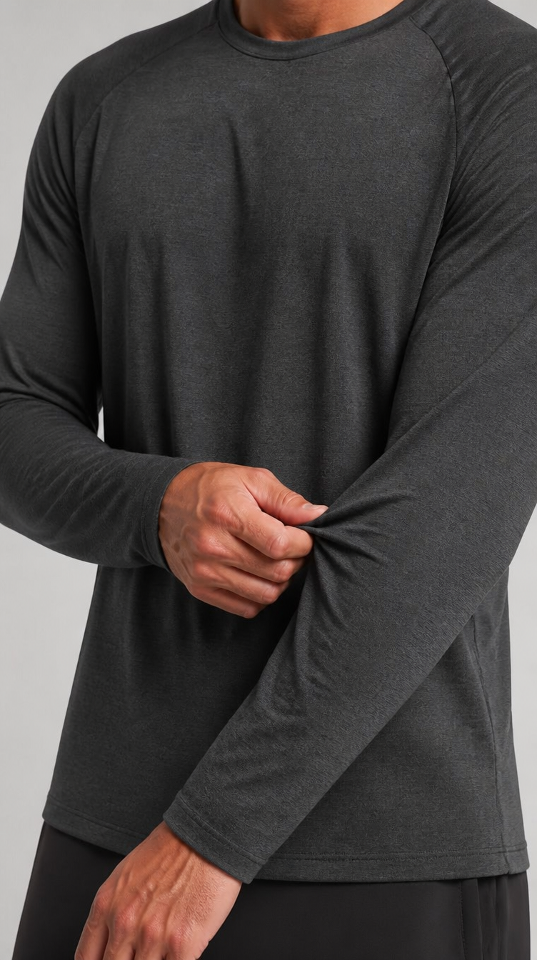 Men's Waffle-Knit Long Sleeve Crew Neck